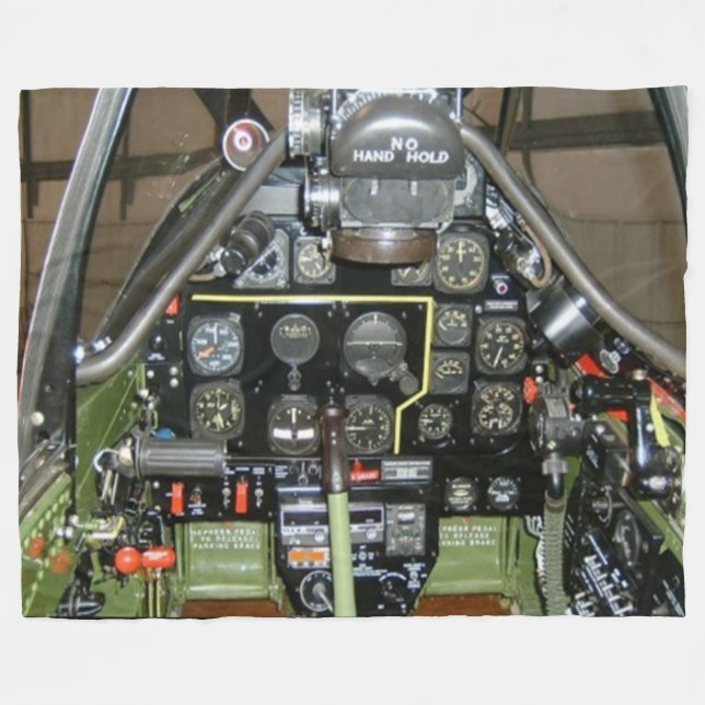 P-51 COCKPIT, TUSKEGEE AIRMEN (RED TAILS) FLEECE BLANKET (Front (Horizontal))