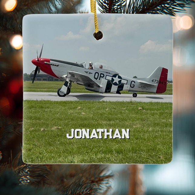 P-51 Mustang Airplane Photo Pilot Personalized  Ceramic Ornament (Creator Uploaded)