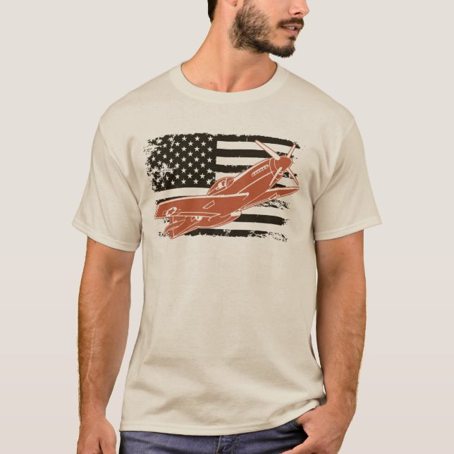 P-51 Mustang American Fighter Plane T-Shirt (Front)