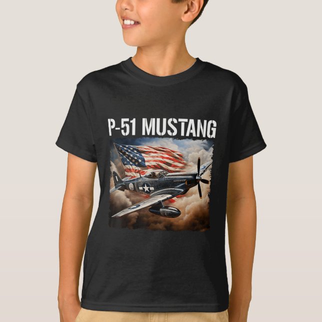 P-51 Mustang American Ww2 Fighter Airplane P-51 Mu T-Shirt (Front)