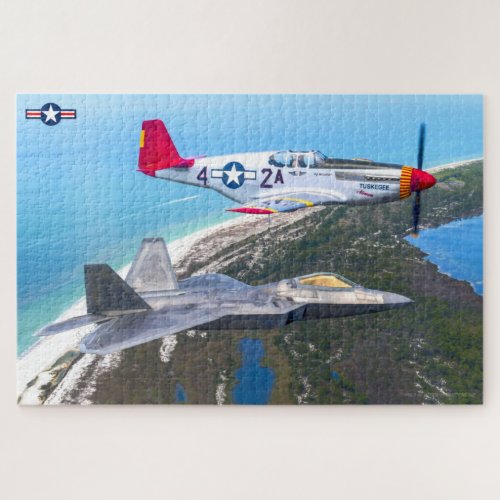 P_51 MUSTANG and F_22 RAPTOR 20x30 INCH Jigsaw Puzzle