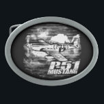 P-51 Mustang Belt Buckle<br><div class="desc">The P-51 Mustang was a single-seat, all-metal, low-wing, single-seat fighter and fighter-bomber developed in the United States during World War II.</div>