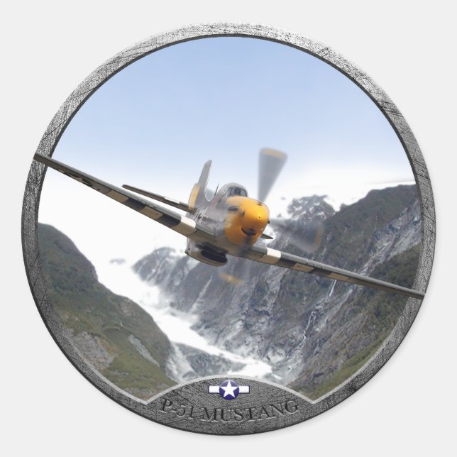 P-51 Mustang Classic Round Sticker (Front)