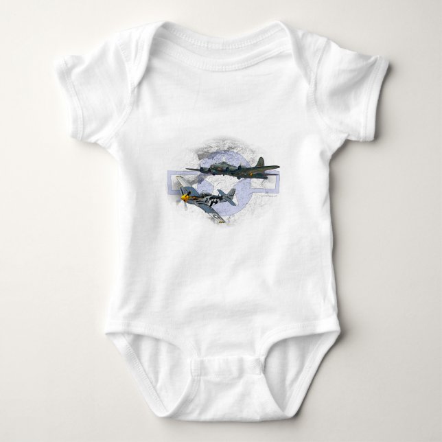 P-51 Mustang flying escort Baby Bodysuit (Front)