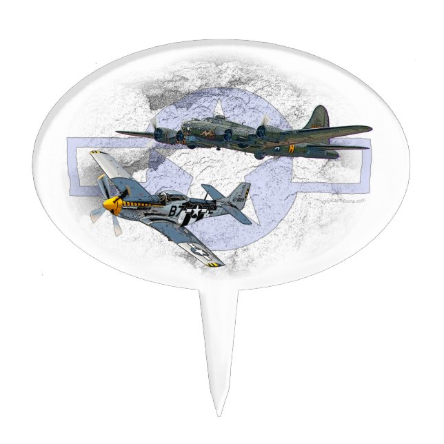 P-51 Mustang flying escort Cake Topper (Front)