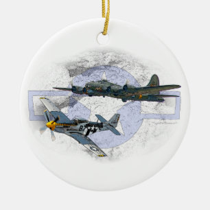 P-51 Mustang flying escort Ceramic Ornament