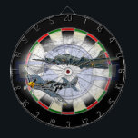 P-51 Mustang flying escort Dartboard With Darts<br><div class="desc">Mustang flying an Escort with world war 2 bomber</div>