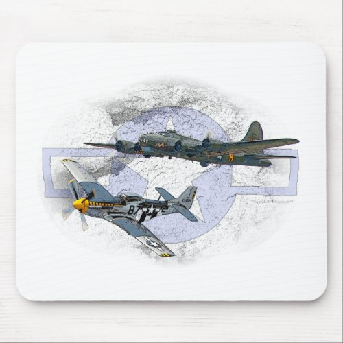 P_51 Mustang flying escort Mouse Pad
