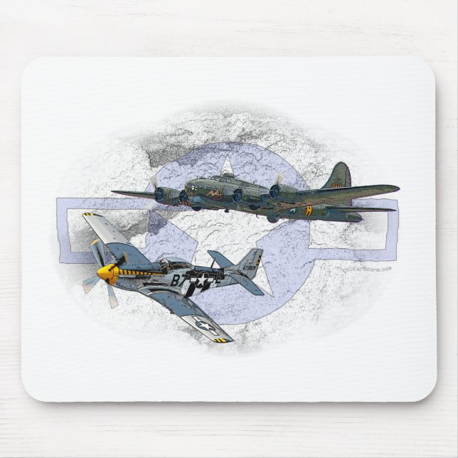 P-51 Mustang flying escort Mouse Pad (Front)