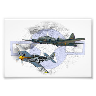 P-51 Mustang flying escort Photo Print