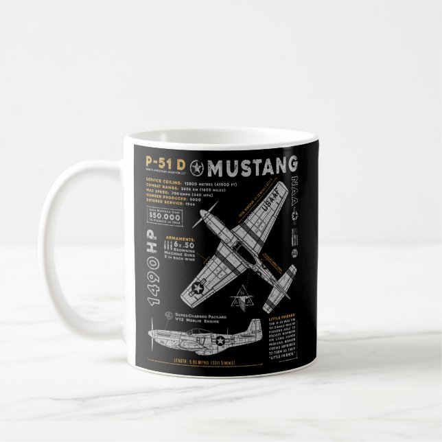 P-51 Mustang North American Aviation Fighter Plane Coffee Mug (Left)