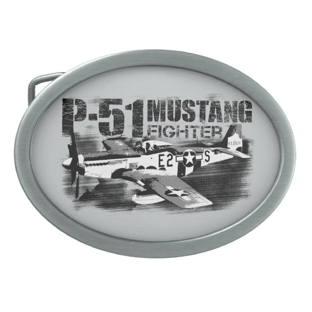 P-51 Mustang Oval Belt Buckle (Front)
