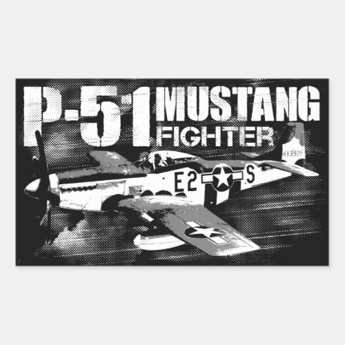 P_51 Mustang Rectangle Stickers