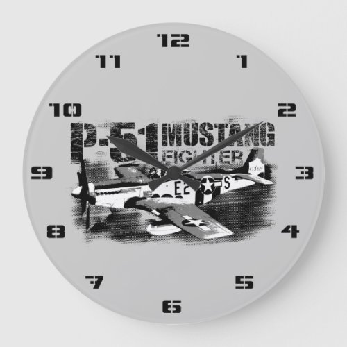 P_51 Mustang Round Large Wall Clock