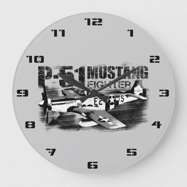 P-51 Mustang Round (Large) Wall Clock (Front)