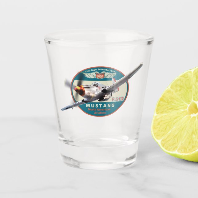 "P-51 Mustang" Shot Glass (Front)
