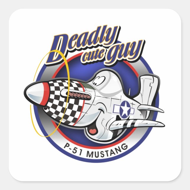 p-51 mustang square sticker (Front)