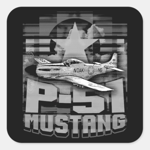 P_51 Mustang Square Sticker