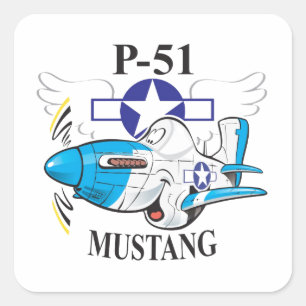 p-51 mustang square sticker