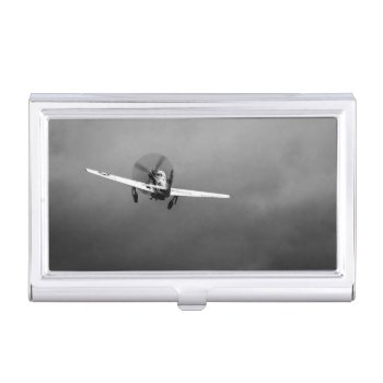 P-51 Mustang Takeoff In Storm Business Card Case by JukkaHeilimo at Zazzle