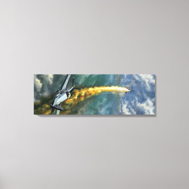 P-51 Mustang war plane WW2 dogfight scene Canvas Print (Front)