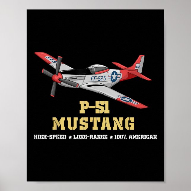 P-51 Mustang World War Ii Fighter Bomber  Poster (Front)