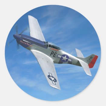 P-51d "cripes A' Mighty" Classic Round Sticker by tempera70 at Zazzle