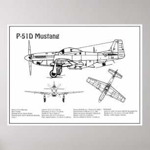 P-51D Mustang - Airplane Blueprint BD Poster