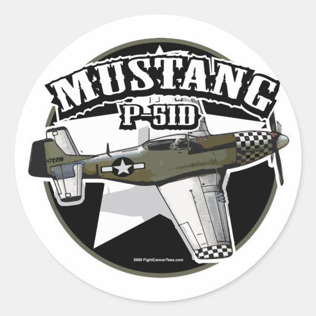 P-51D Mustang Classic Round Sticker (Front)