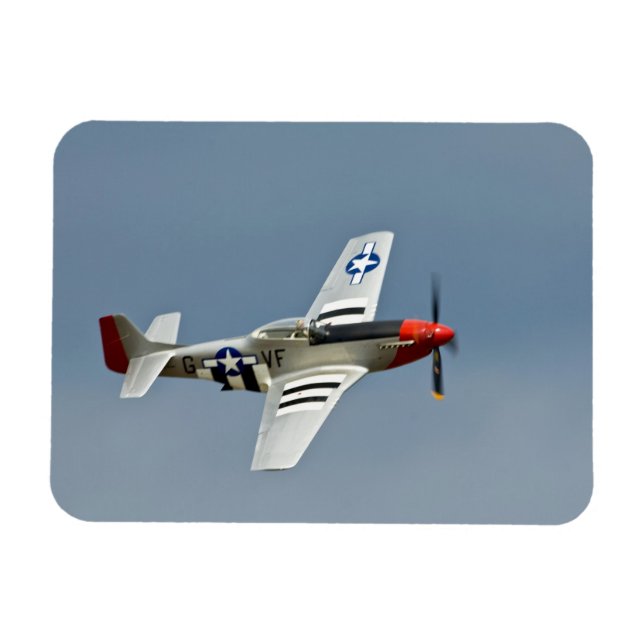 P-51D Mustang Fighter with D-Day markings flying Magnet (Horizontal)