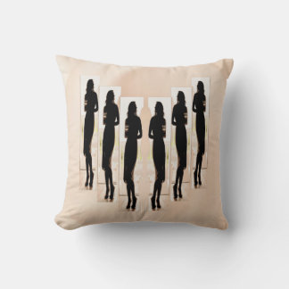 P A R T Y on Black/White/Tan Throw Pillow