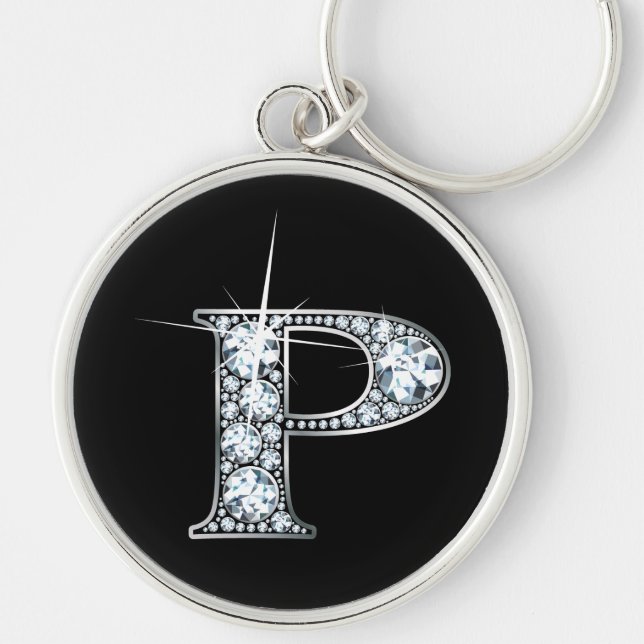 "P" Diamond Bling Keychain (Front)