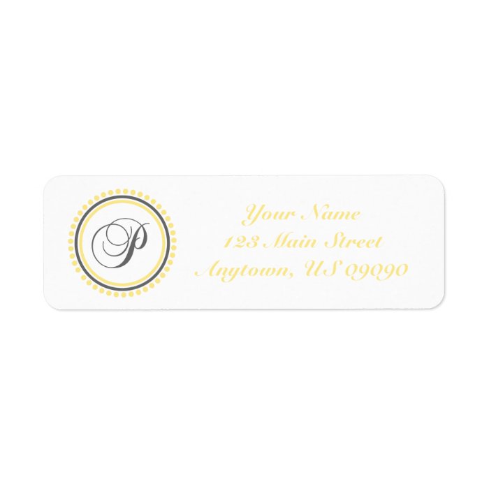 P Dot Circle Mongram Address Label (Yellow / Gray)