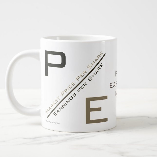 "P/E Ratio" Giant Coffee Mug (Left)