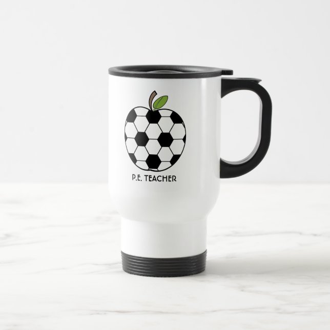 P.E. Teacher Mug - Soccer Ball Apple (Right)