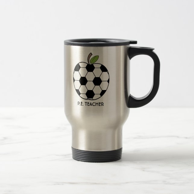 P.E. Teacher Mug - Soccer Ball Apple (Right)