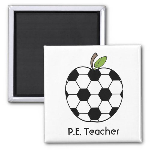 PE Teacher Soccer Ball Apple Magnet