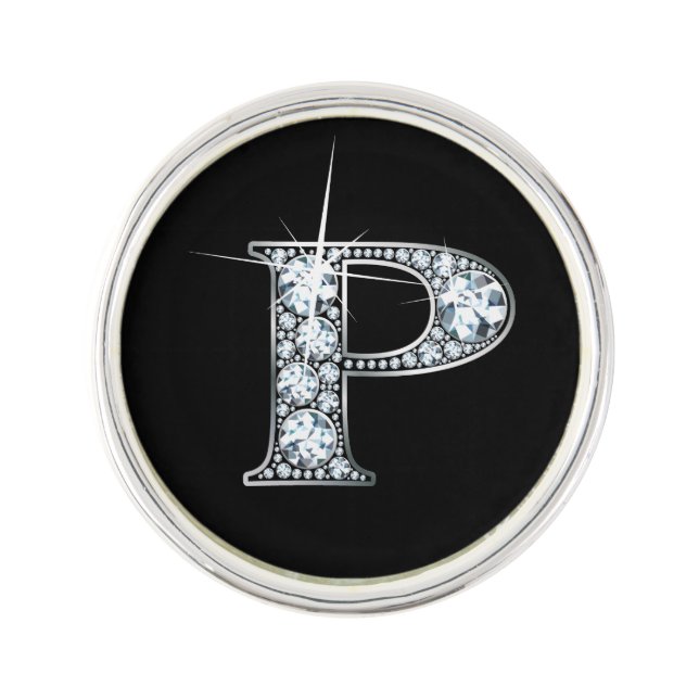 P Faux-"Diamond Bling" Lapel Pin (Front)