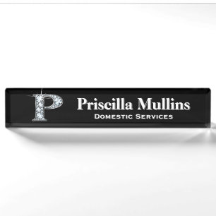 P Faux Diamond Desk Nameplate