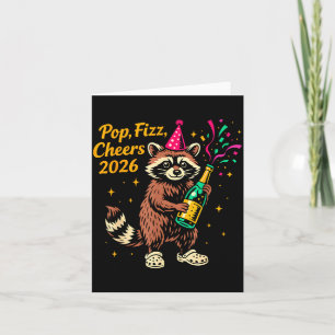 P Fizz Cheers 2026 Funny Raccoon New Year Design  Card