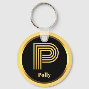 P Gold Monogrammed Letter Personalised Keychain