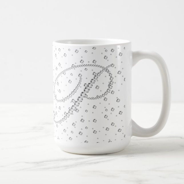 P Initial Monogram White Diamonds Print Coffee Mug (Right)