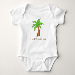P is for Palm Tree Tropical Island Palmtree Green Baby Bodysuit