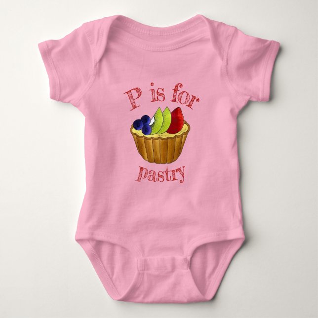 P is for Pastry Fruit Tart Tarte Baking Dessert Baby Bodysuit (Front)