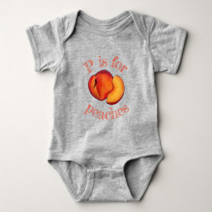 P is for Peach Peaches Ripe Summer Stone Fruit Baby Bodysuit