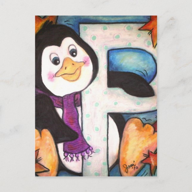 P is for Penguin Postcard (Front)