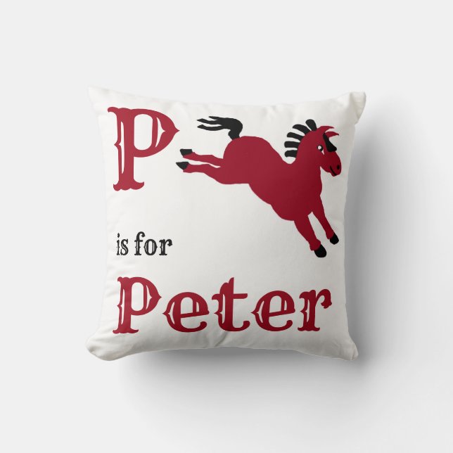 P is for Peter baby boy Throw Pillow (Front)