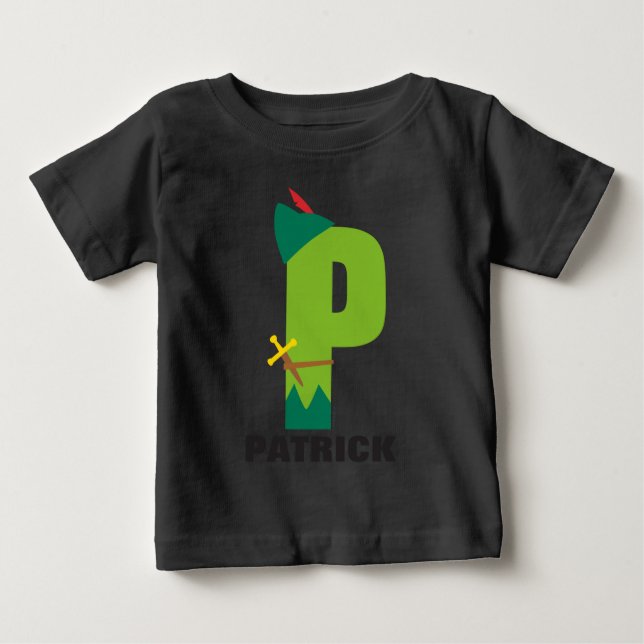 P is for Peter Pan | Add Your Name Baby T-Shirt (Front)