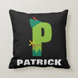 P is for Peter Pan   Add Your Name Throw Pillow