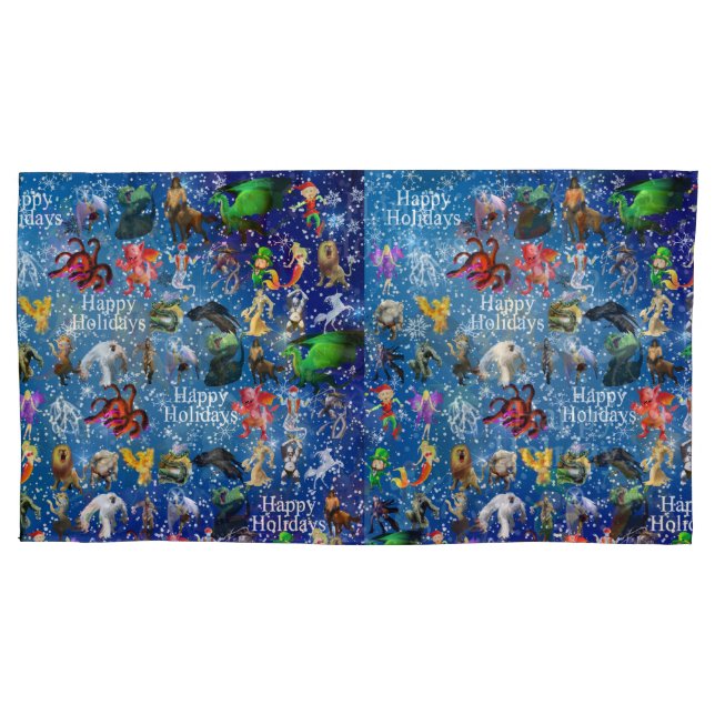 P is for Phoenix Christmas Pillow Case(Blue) Case (Front)